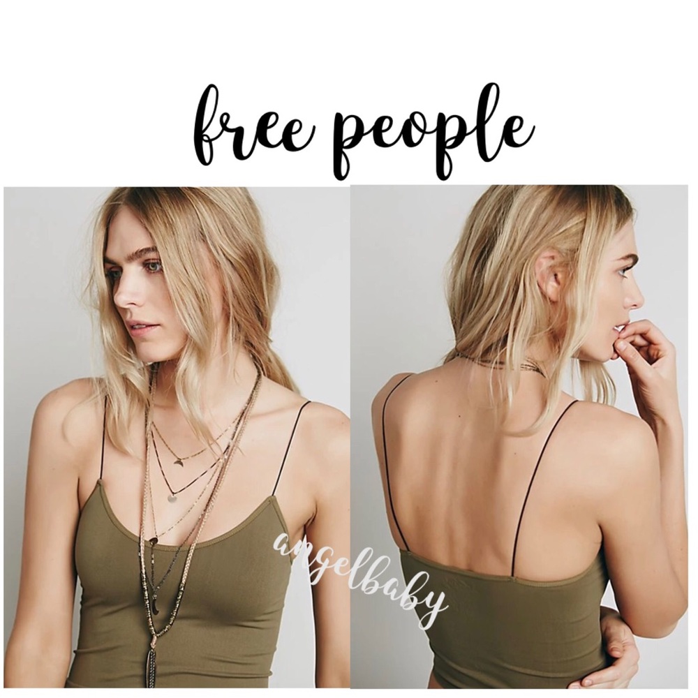 Free People Skinny Strap Brami Moss Green!
